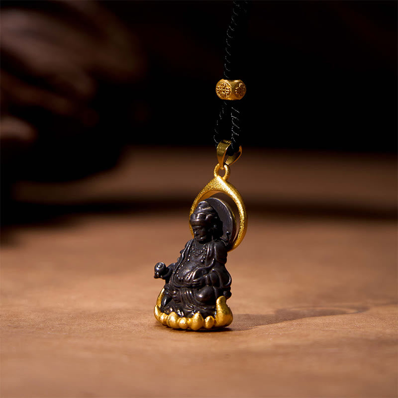 BWOOOH Tibetan Yellow Jambhala Yellow God of Wealth Buddha Serenity Necklace Pendant