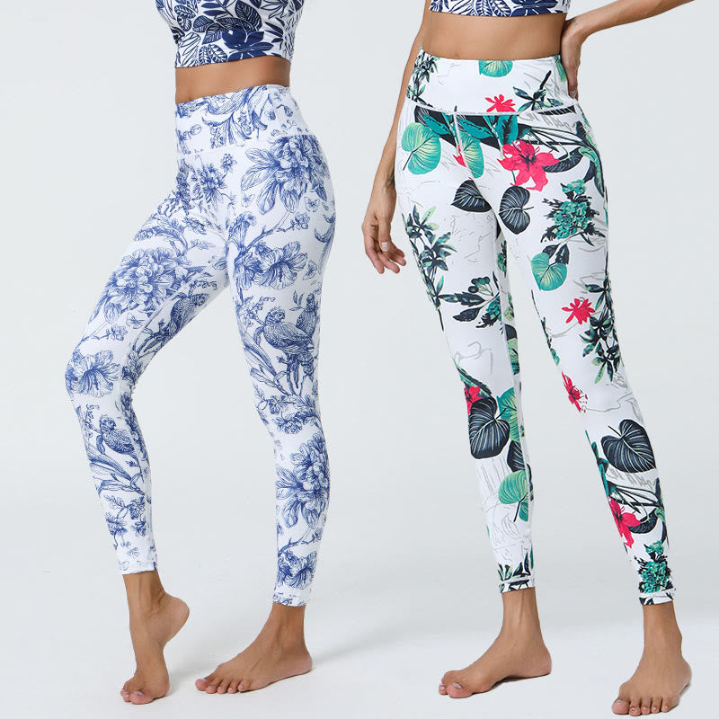BWOOOH printed yoga leggings - Flowers Leaves Dandelions Pineapples Pri