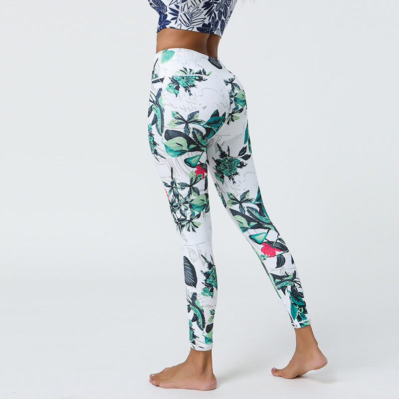 BWOOOH printed yoga leggings - Flowers Leaves Dandelions Pineapples Pri