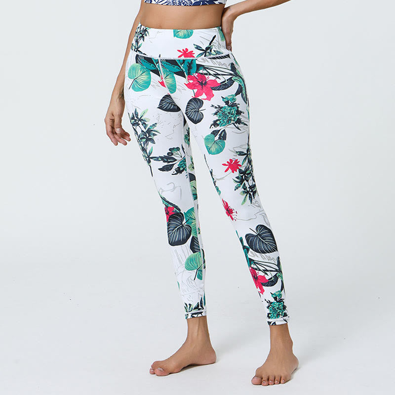 BWOOOH printed yoga leggings - Flowers Leaves Dandelions Pineapples Pri
