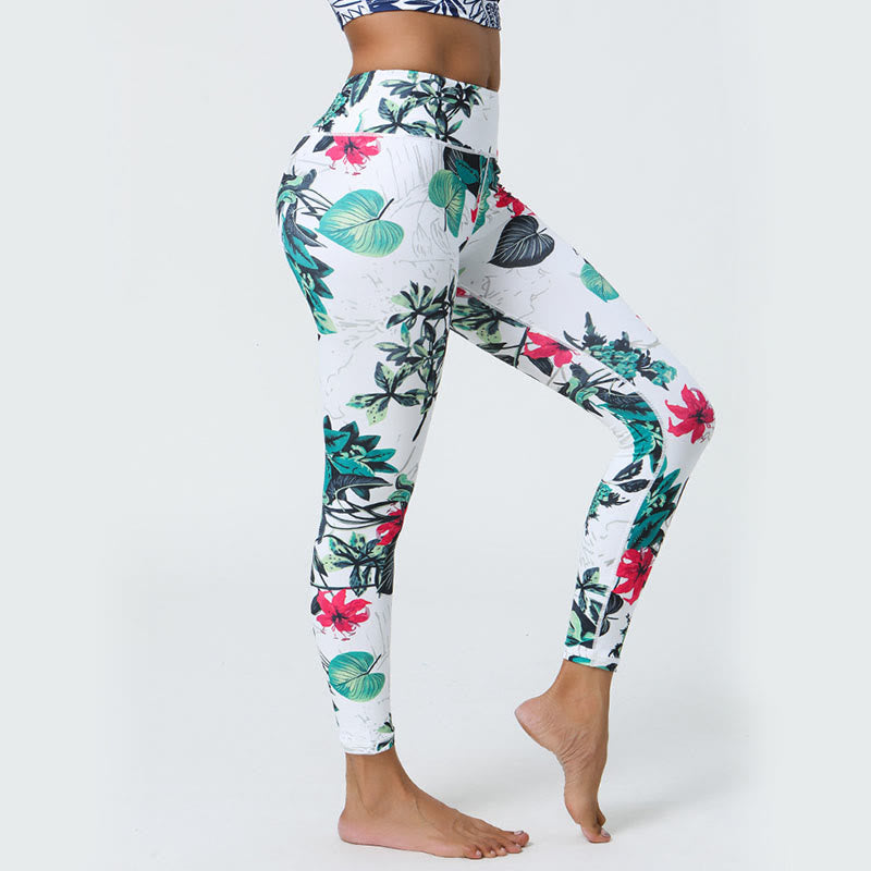 BWOOOH printed yoga leggings - Flowers Leaves Dandelions Pineapples Pri