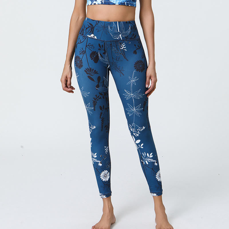 BWOOOH printed yoga leggings - Flowers Leaves Dandelions Pineapples Pri