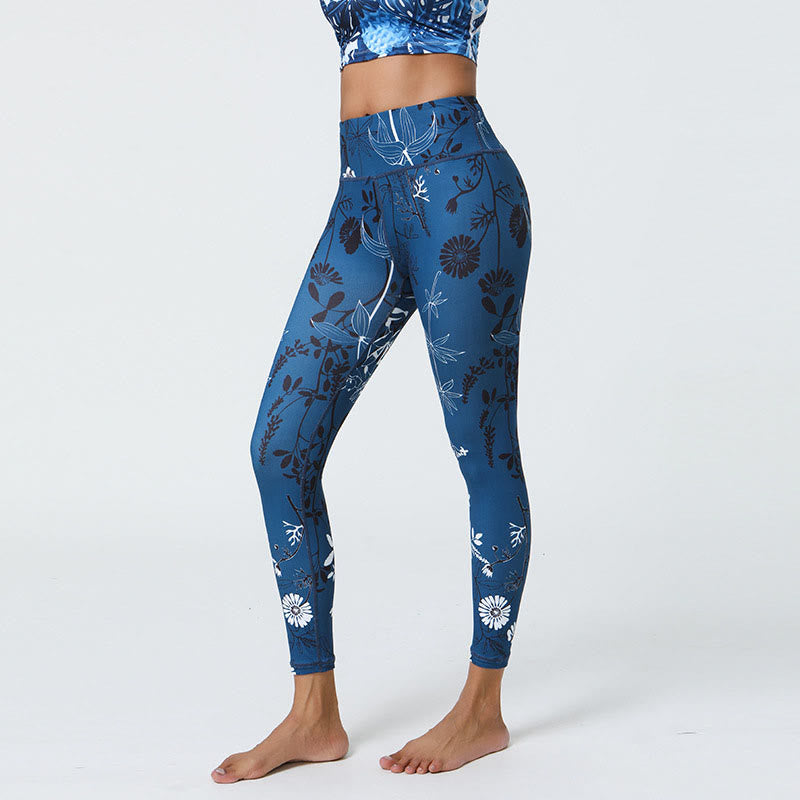 BWOOOH printed yoga leggings - Flowers Leaves Dandelions Pineapples Pri
