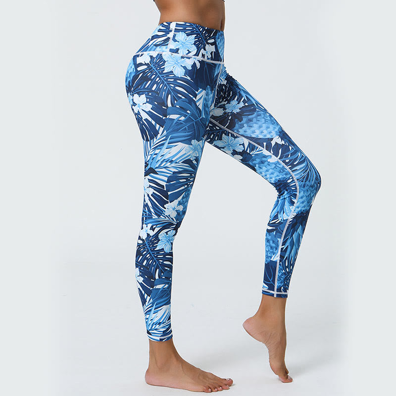 BWOOOH printed yoga leggings - Flowers Leaves Dandelions Pineapples Pri