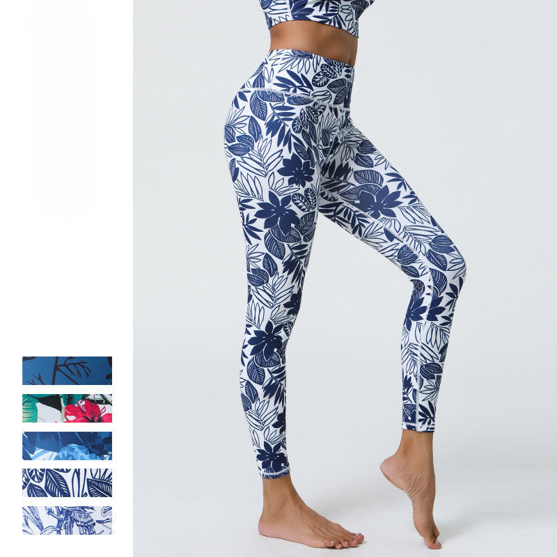 BWOOOH printed yoga leggings - Flowers Leaves Dandelions Pineapples Pri