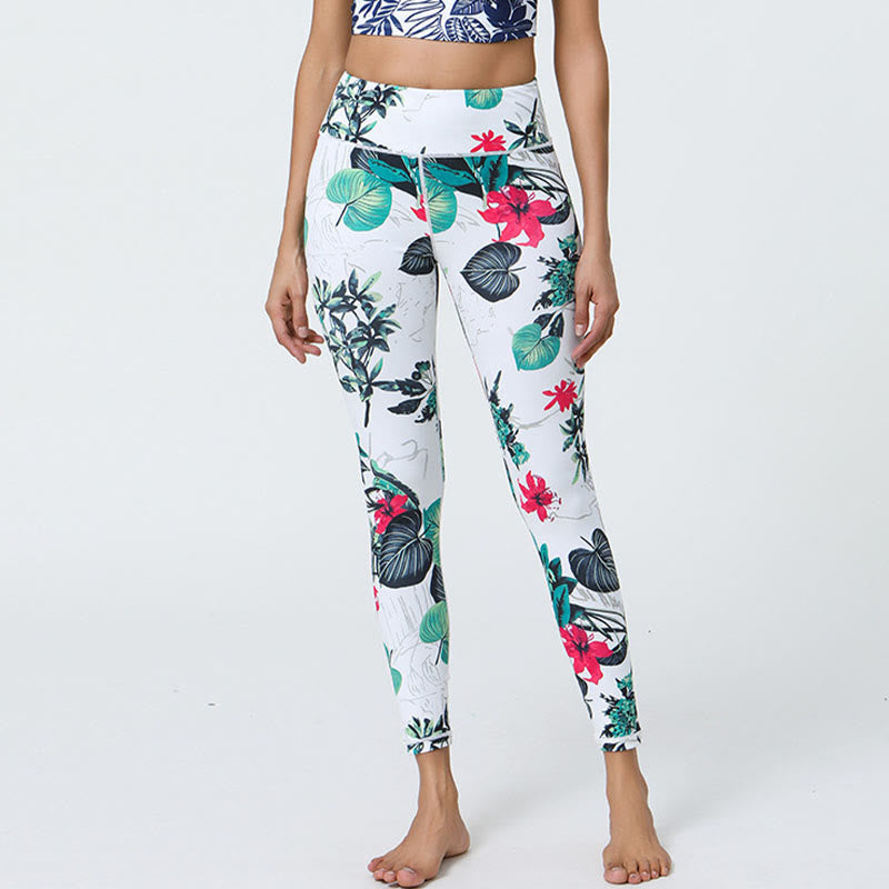 BWOOOH printed yoga leggings - Flowers Leaves Dandelions Pineapples Pri
