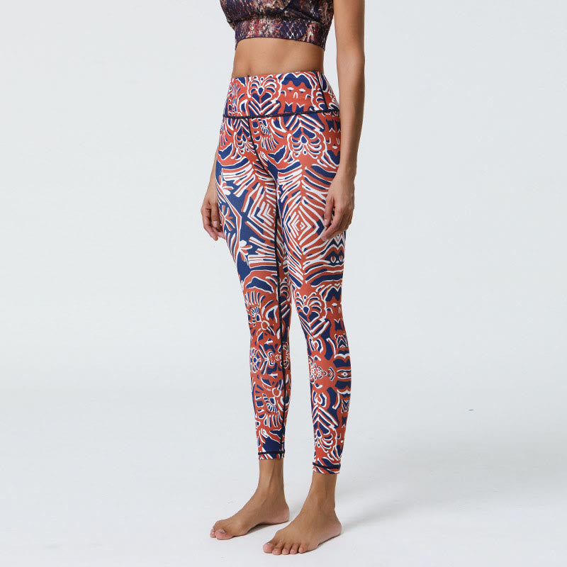 BWOOOH printed yoga leggings - Flowers Feathers Sun Moon Print Sports F