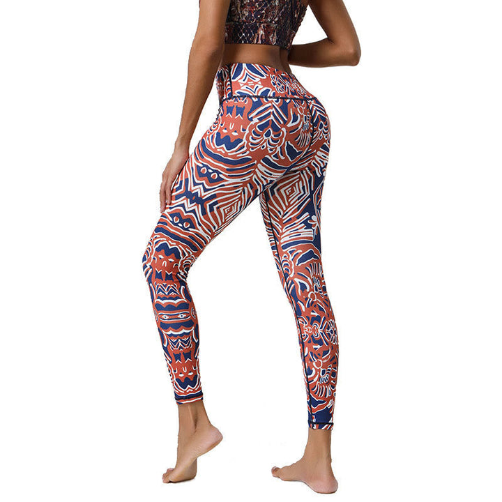 BWOOOH printed yoga leggings - Flowers Feathers Sun Moon Print Sports F