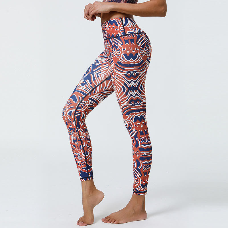 BWOOOH printed yoga leggings - Flowers Feathers Sun Moon Print Sports F