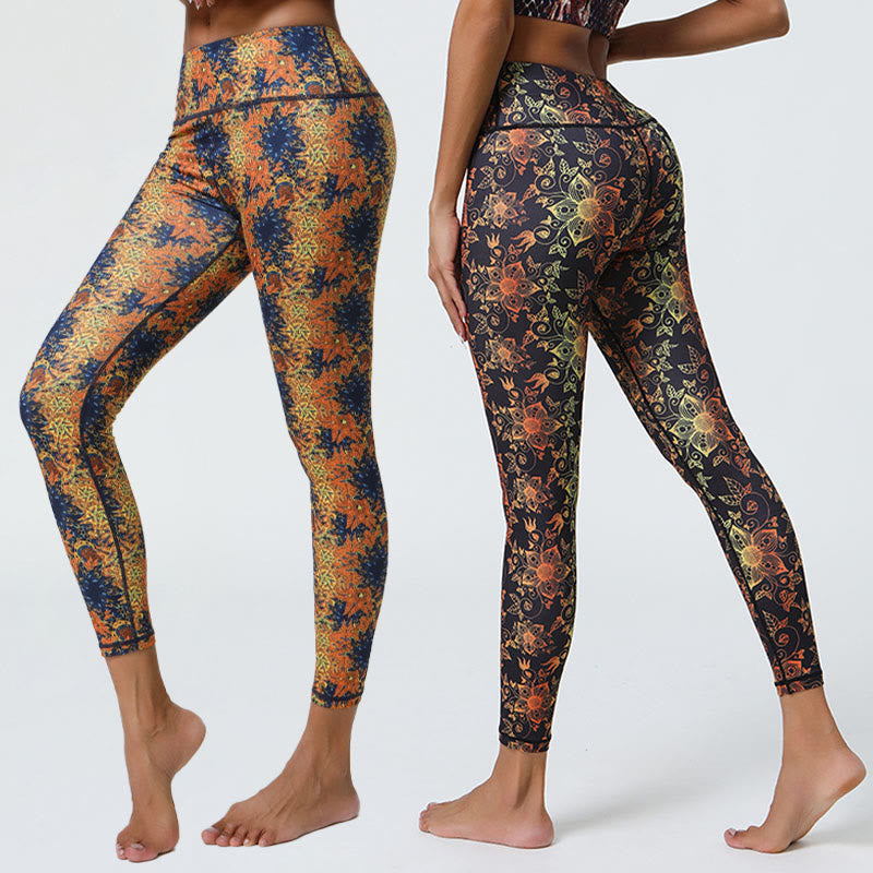 BWOOOH mandala print yoga leggings - Flowers Geometric Mandalas Print Sports 