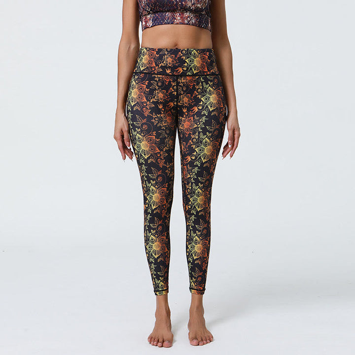 BWOOOH mandala print yoga leggings - Flowers Geometric Mandalas Print Sports 