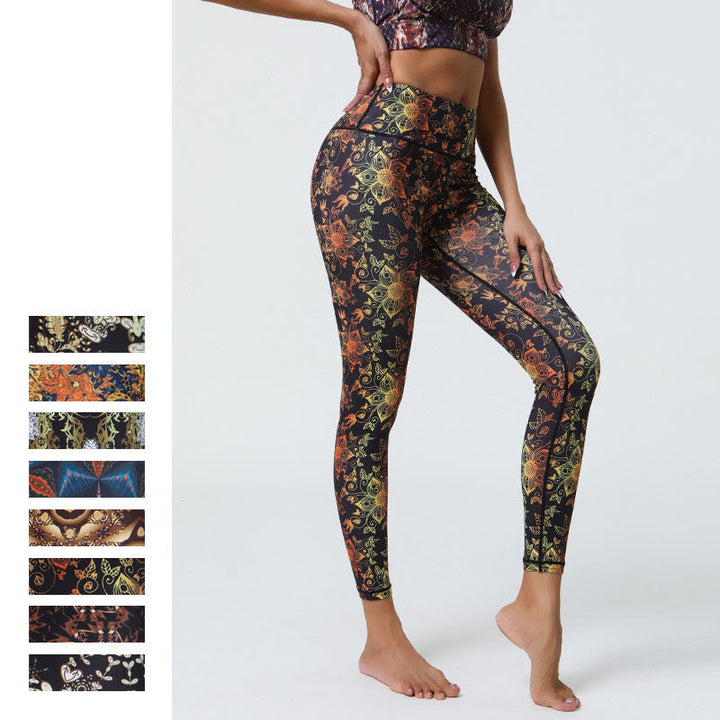 BWOOOH mandala print yoga leggings - Flowers Geometric Mandalas Print Sports 