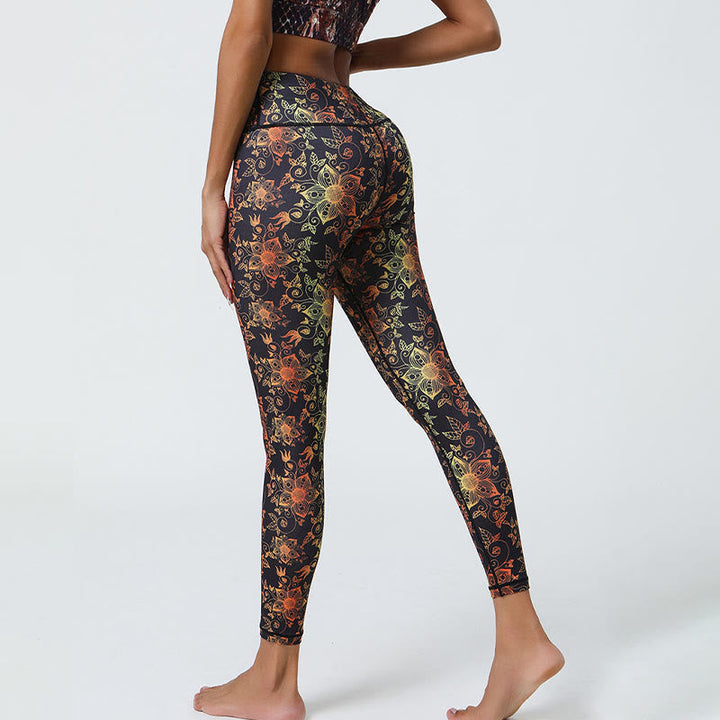 BWOOOH mandala print yoga leggings - Flowers Geometric Mandalas Print Sports 
