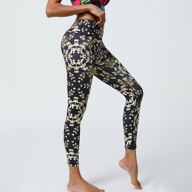 BWOOOH mandala print yoga leggings - Flowers Geometric Mandalas Print Sports 