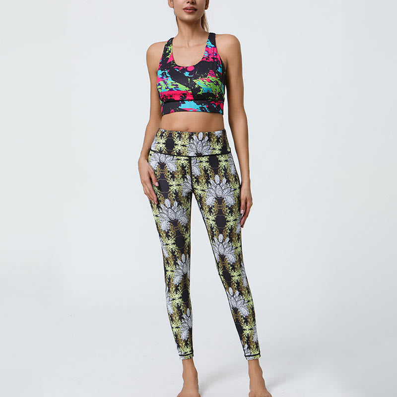 BWOOOH mandala print yoga leggings - Flowers Geometric Mandalas Print Sports 