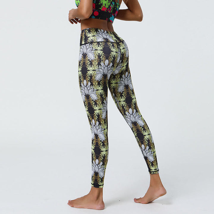 BWOOOH mandala print yoga leggings - Flowers Geometric Mandalas Print Sports 