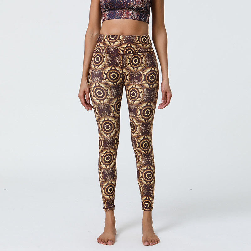 BWOOOH mandala print yoga leggings - Flowers Geometric Mandalas Print Sports 