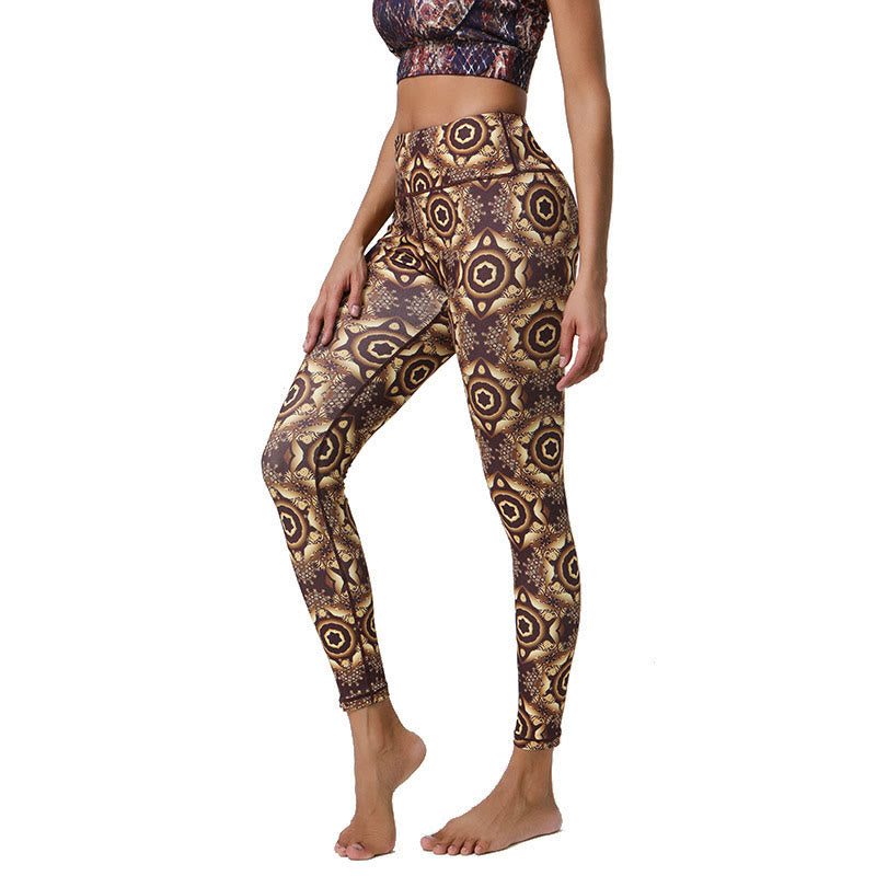 BWOOOH mandala print yoga leggings - Flowers Geometric Mandalas Print Sports 