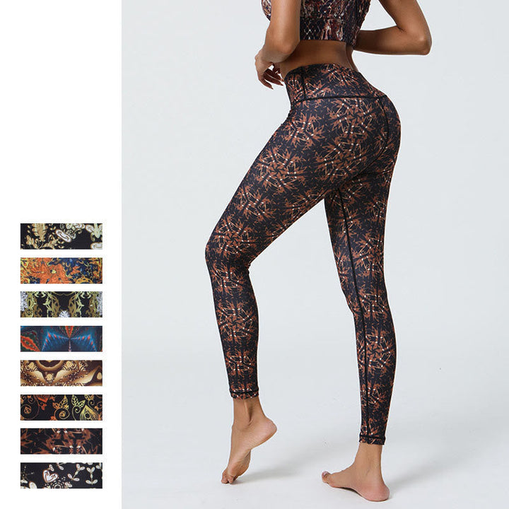 BWOOOH mandala print yoga leggings - Flowers Geometric Mandalas Print Sports 