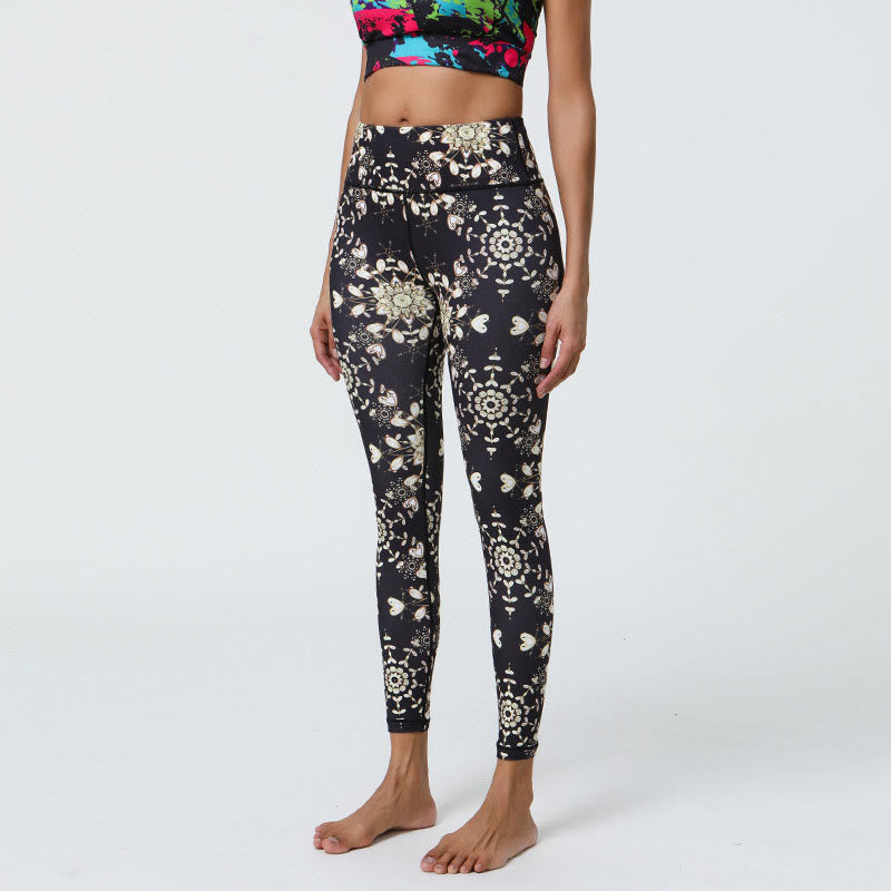 BWOOOH mandala print yoga leggings - Flowers Geometric Mandalas Print Sports 