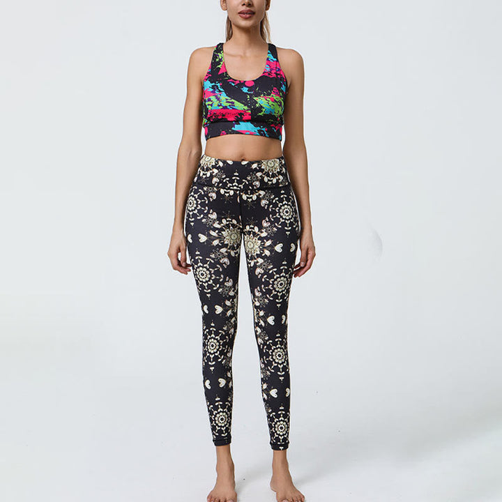 BWOOOH mandala print yoga leggings - Flowers Geometric Mandalas Print Sports 