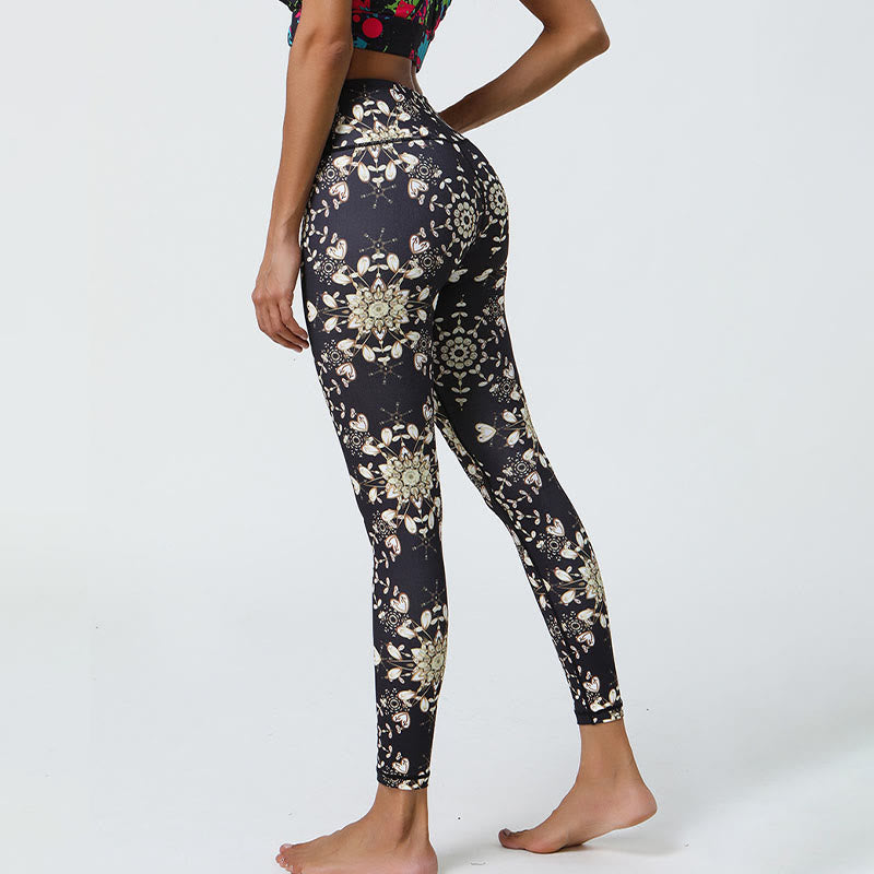 BWOOOH mandala print yoga leggings - Flowers Geometric Mandalas Print Sports 