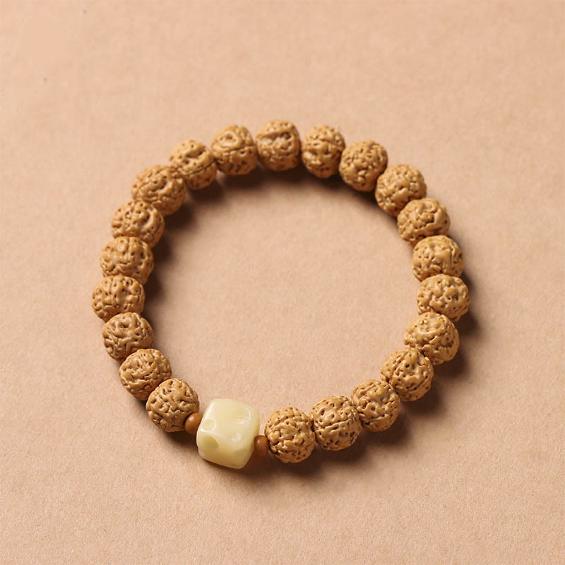 BWOOOH Bodhi Seed Three-eyed Dzi Bead Buddha Hand Charm Wealth Bracelet