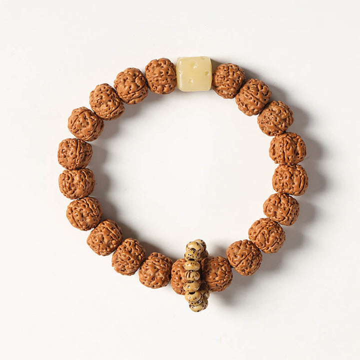 BWOOOH Bodhi Seed Three-eyed Dzi Bead Buddha Hand Charm Wealth Bracelet