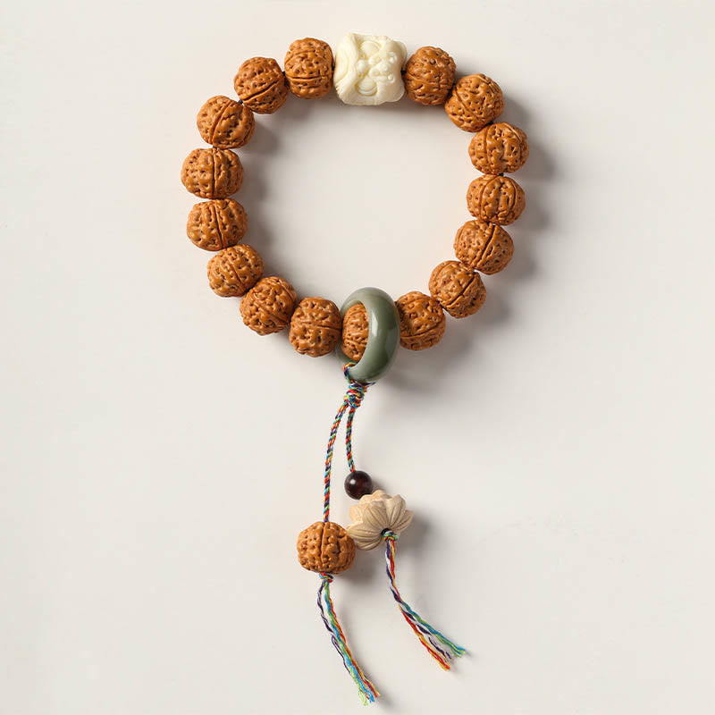 BWOOOH Bodhi Seed Three-eyed Dzi Bead Buddha Hand Charm Wealth Bracelet