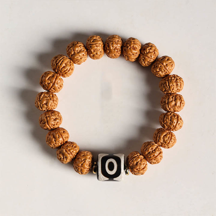 BWOOOH Bodhi Seed Three-eyed Dzi Bead Buddha Hand Charm Wealth Bracelet