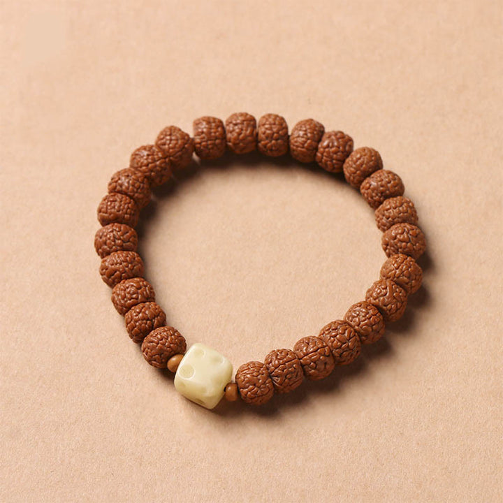 BWOOOH Bodhi Seed Three-eyed Dzi Bead Buddha Hand Charm Wealth Bracelet