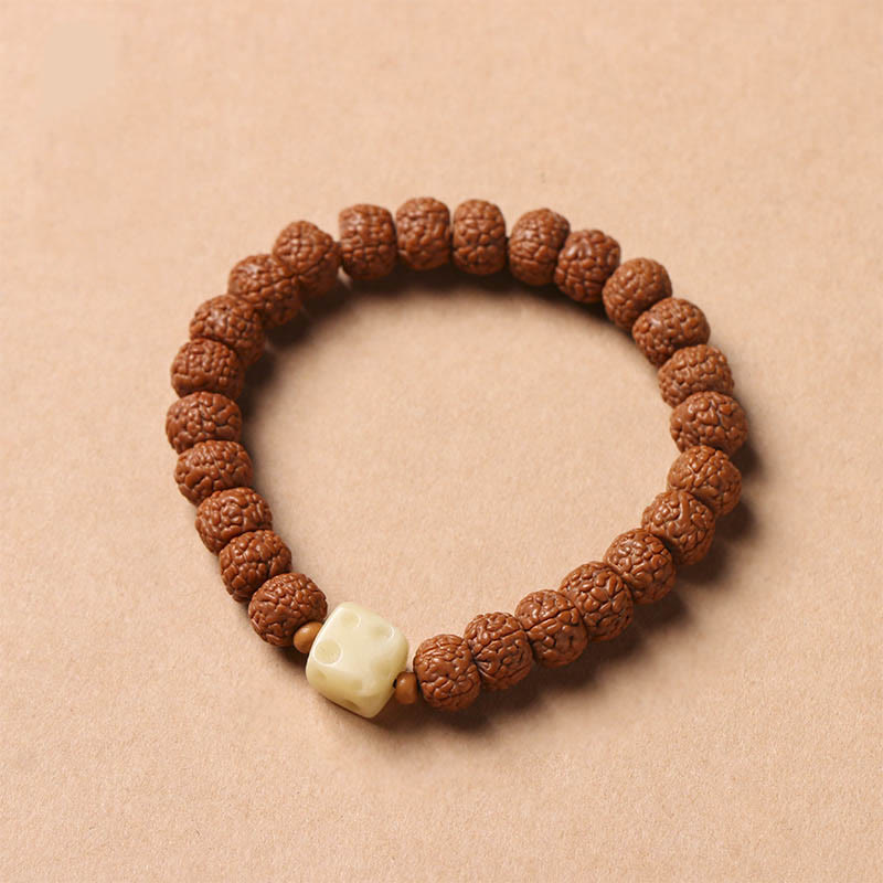 BWOOOH Bodhi Seed Three-eyed Dzi Bead Buddha Hand Charm Wealth Bracelet