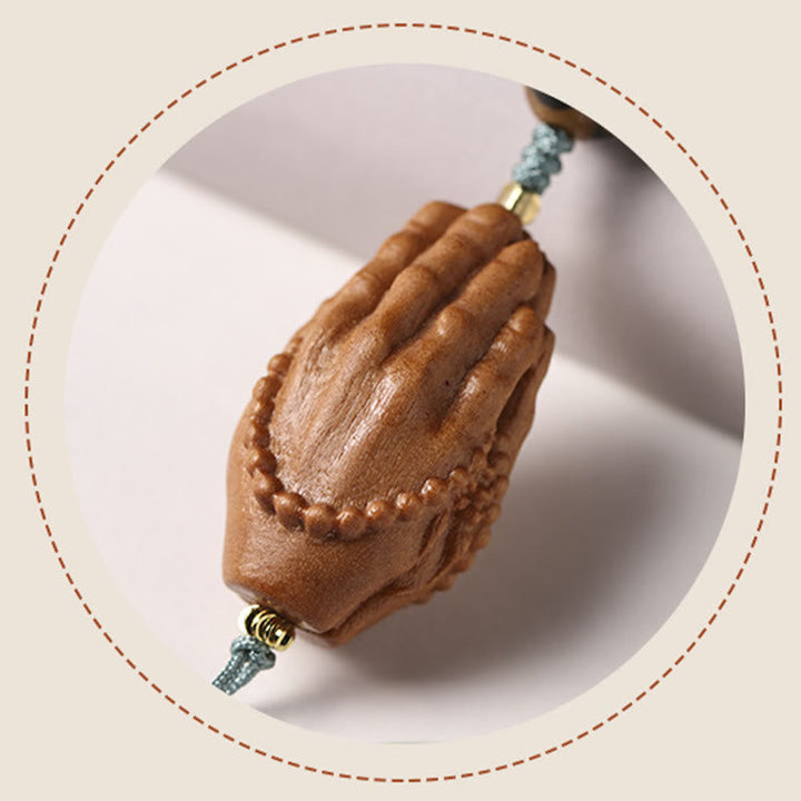 BWOOOH Bodhi Seed Three-eyed Dzi Bead Buddha Hand Charm Wealth Bracelet