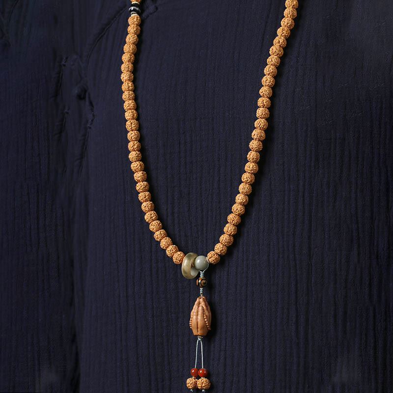 BWOOOH Bodhi Seed Three-eyed Dzi Bead Buddha Hand Charm Wealth Bracelet