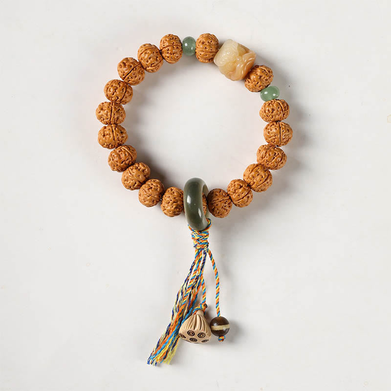 BWOOOH Bodhi Seed Three-eyed Dzi Bead Buddha Hand Charm Wealth Bracelet