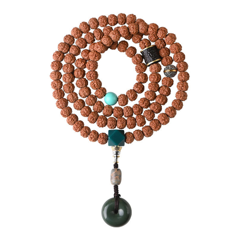 BWOOOH Bodhi Seed Three-eyed Dzi Bead Buddha Hand Charm Wealth Bracelet