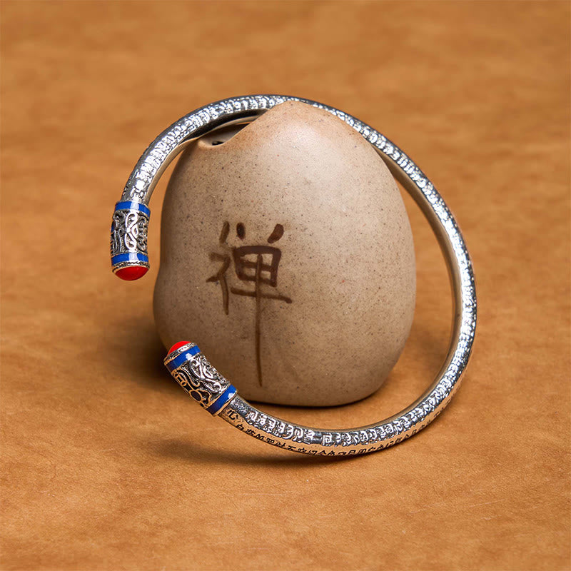 BWOOOH Heart Sutra Carved Copper Coins Healing Bracelet Bangle