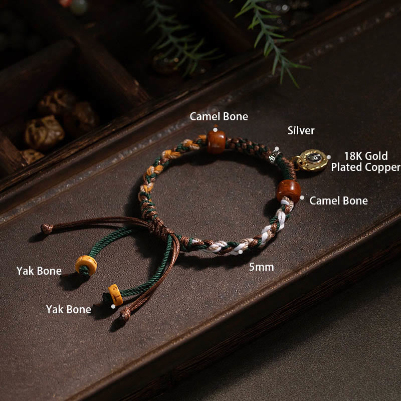 BWOOOH Tibetan Bone Beads Luck Rope Bracelet