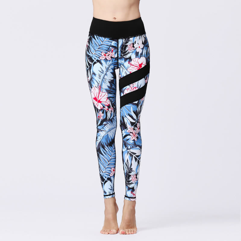 BWOOOH printed yoga leggings - Flower Petal Leaves Print Sports Exercis