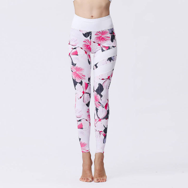 BWOOOH printed yoga leggings - Flower Petal Leaves Print Sports Exercis