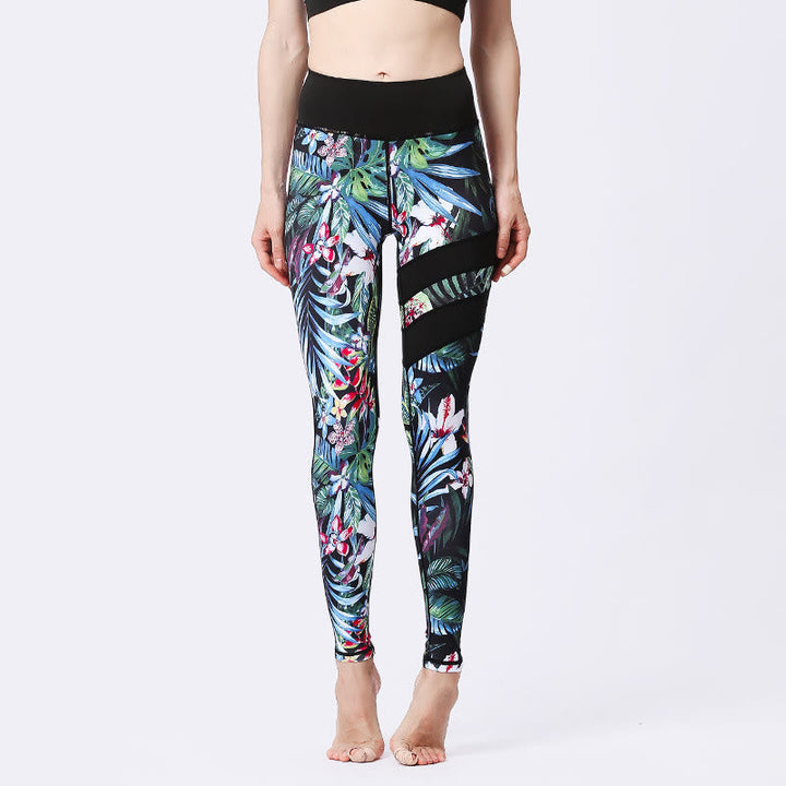 BWOOOH printed yoga leggings - Flower Petal Leaves Print Sports Exercis