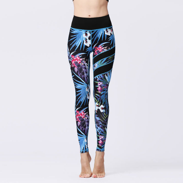 BWOOOH printed yoga leggings - Flower Petal Leaves Print Sports Exercis