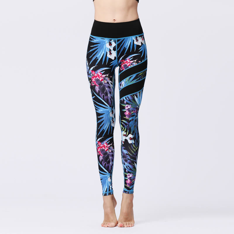 BWOOOH printed yoga leggings - Flower Petal Leaves Print Sports Exercis