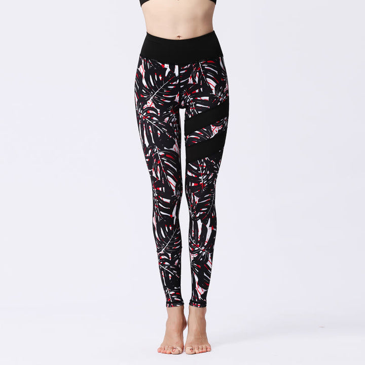 BWOOOH printed yoga leggings - Flower Petal Leaves Print Sports Exercis