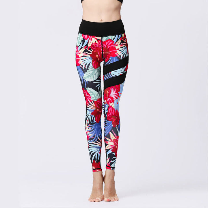 BWOOOH printed yoga leggings - Flower Petal Leaves Print Sports Exercis
