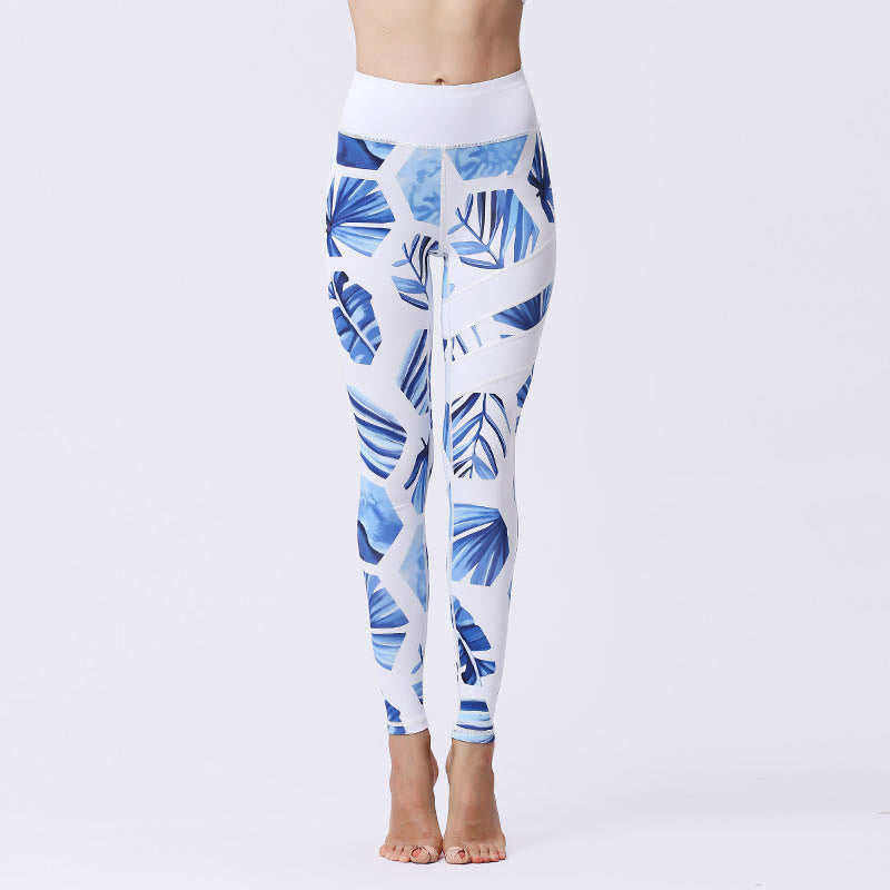 BWOOOH printed yoga leggings - Flower Petal Leaves Print Sports Exercis