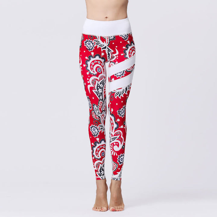 BWOOOH printed yoga leggings - Flower Petal Leaves Print Sports Exercis