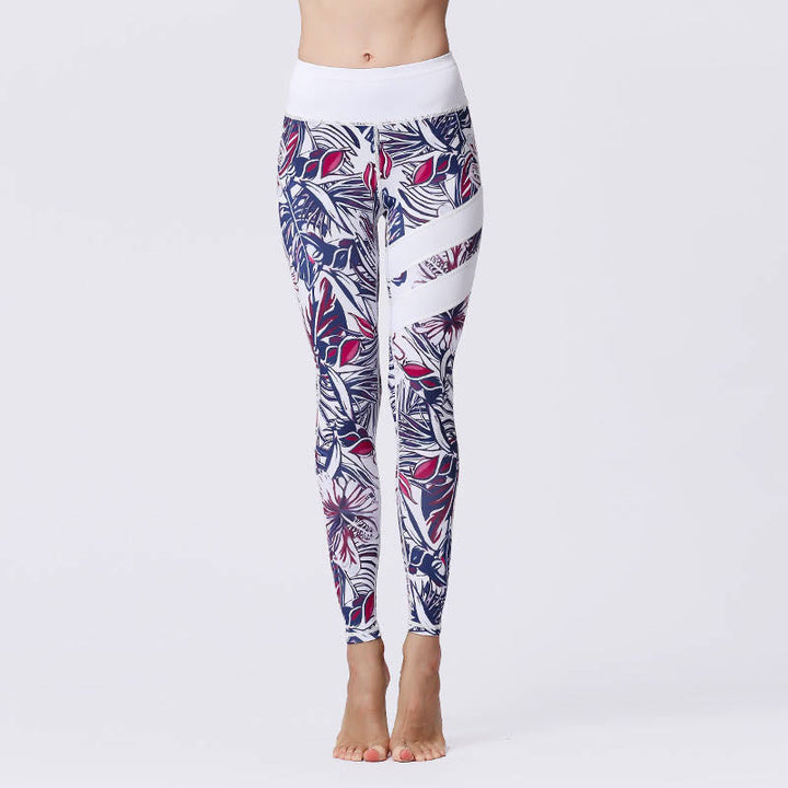 BWOOOH printed yoga leggings - Flower Petal Leaves Print Sports Exercis