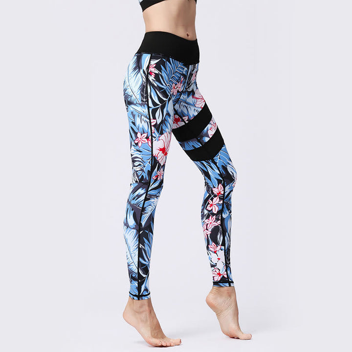 BWOOOH printed yoga leggings - Flower Petal Leaves Print Sports Exercis