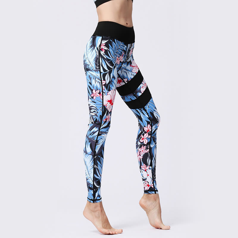 BWOOOH printed yoga leggings - Flower Petal Leaves Print Sports Exercis